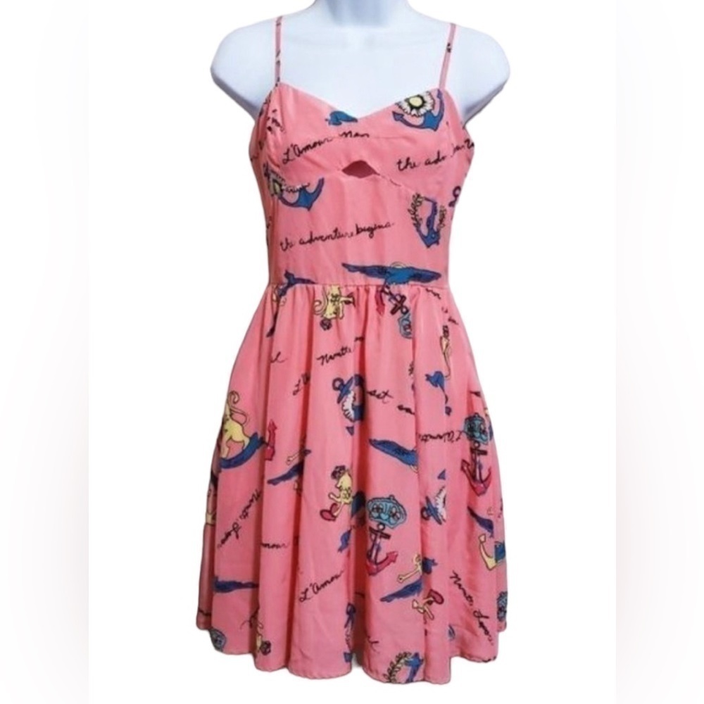 Nanette Lepore L'Amour Adventurer Retro Rock coral tattoo dress Y2K